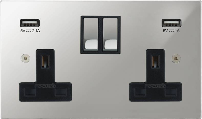 Ambassador Square Double Socket + USB