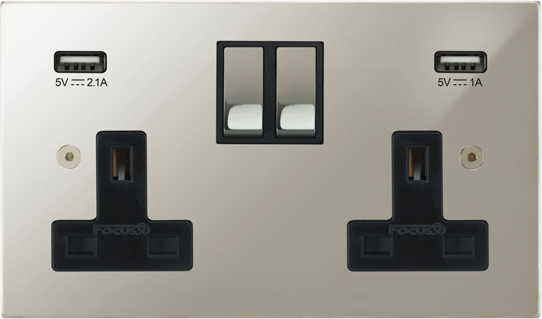 Ambassador Square Double Socket + USB