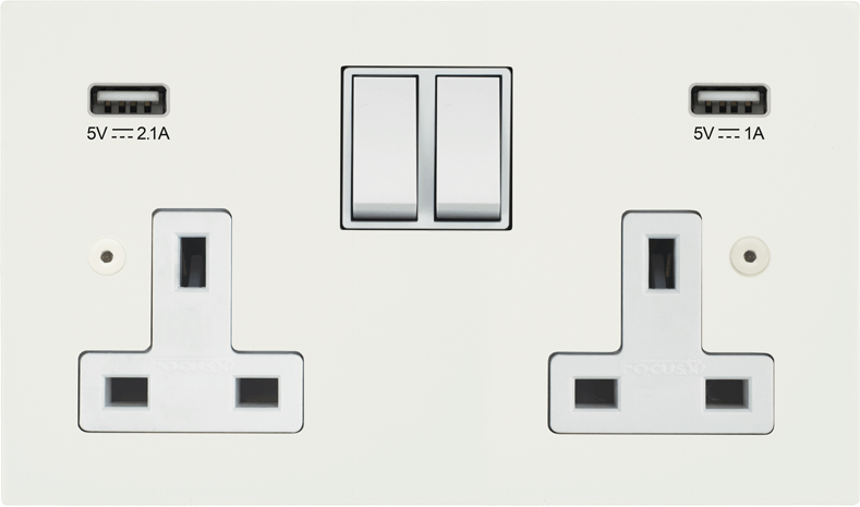 Ambassador Square Double Socket + USB