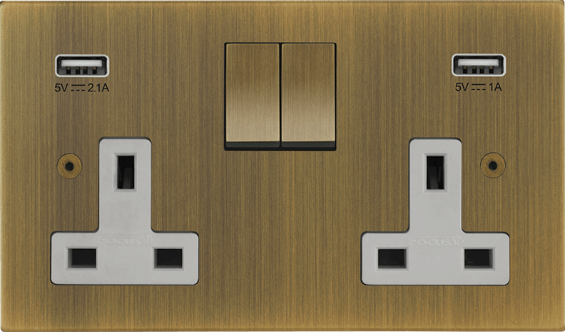 Horizon Square Double Socket + USB