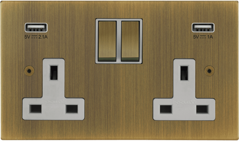 Ambassador Square Double Socket + USB