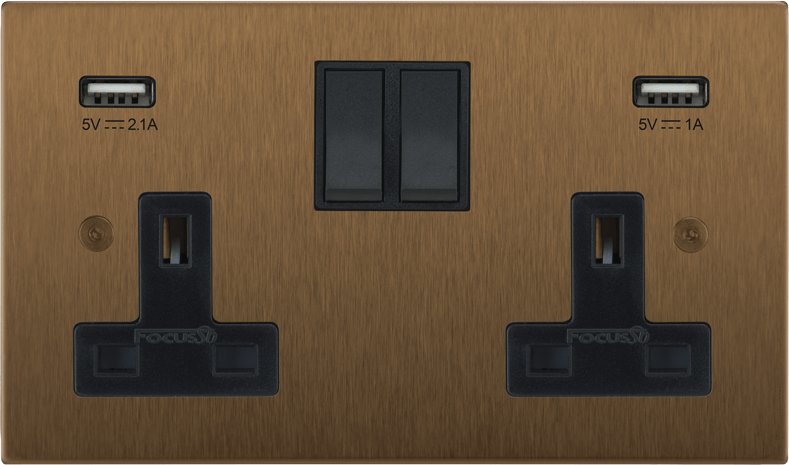 Ambassador Square Double Socket + USB