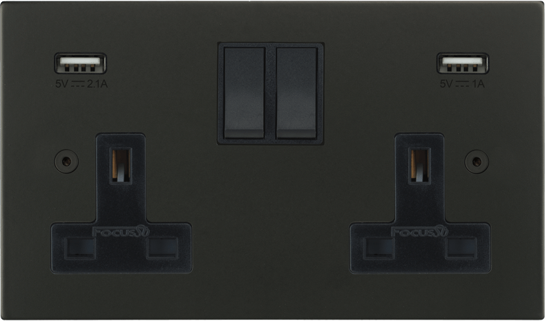 Ambassador Square Double Socket + USB