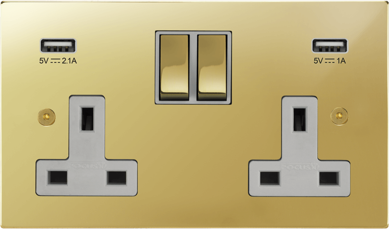 Ambassador Square Double Socket + USB