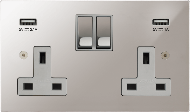 Ambassador Square Double Socket + USB