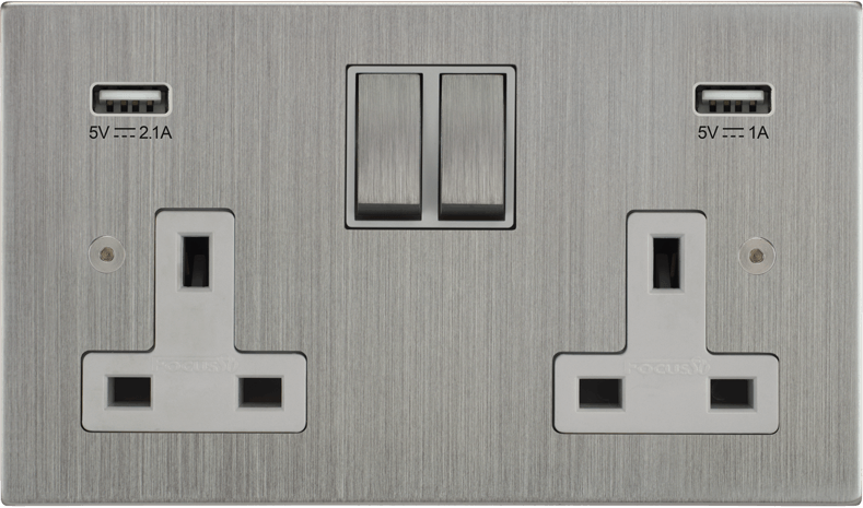 Ambassador Square Double Socket + USB