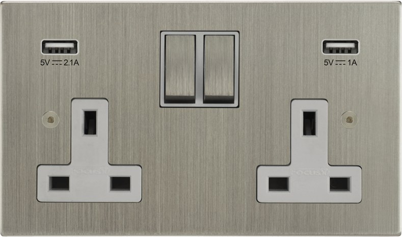 Ambassador Square Double Socket + USB