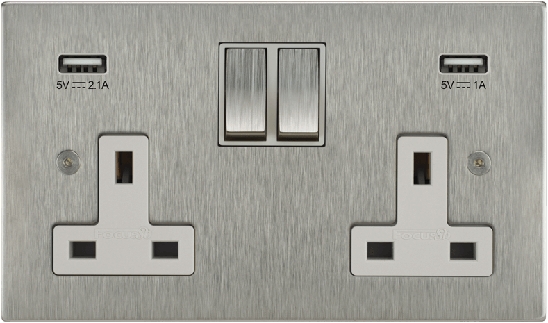 Ambassador Square Double Socket + USB