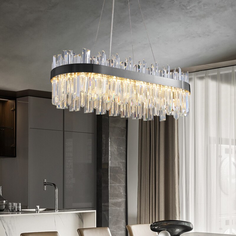 VORELLI® Medina Rectangular Chandelier | Crystal Bars & Stainless Steel ...